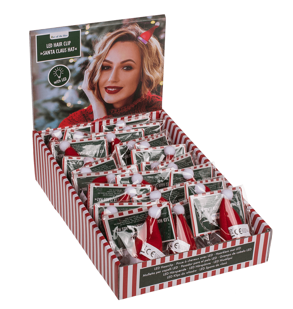 Plush hair clip, Christmas Hat with LED,