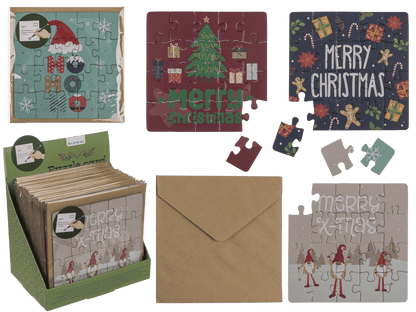 Square shape gift card, puzzle, X-Mas,