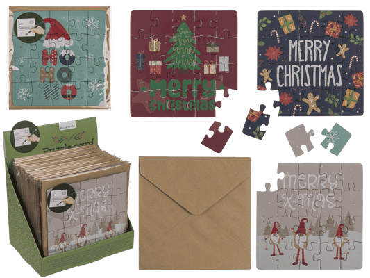 Square shape gift card, puzzle, X-Mas,