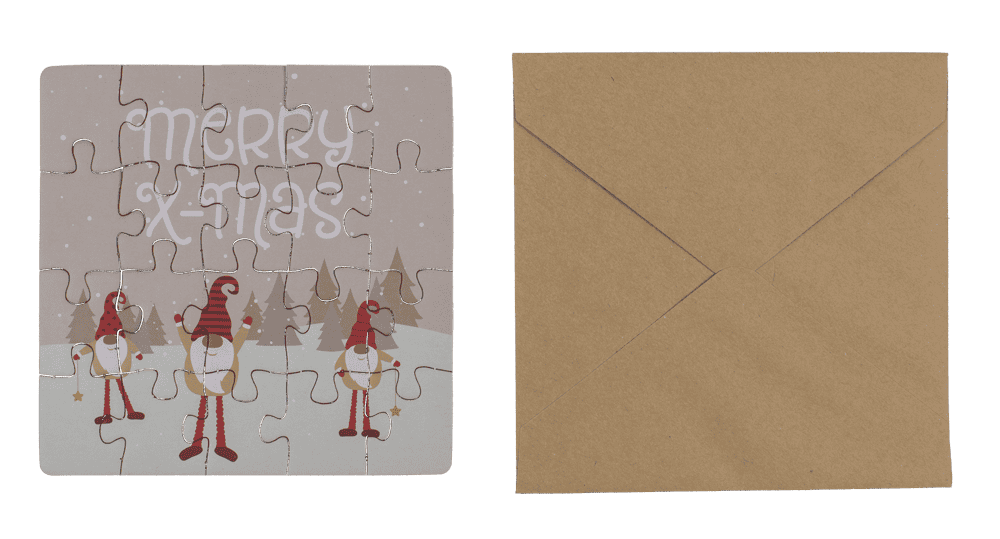 Square shape gift card, puzzle, X-Mas,