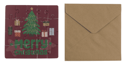Square shape gift card, puzzle, X-Mas,