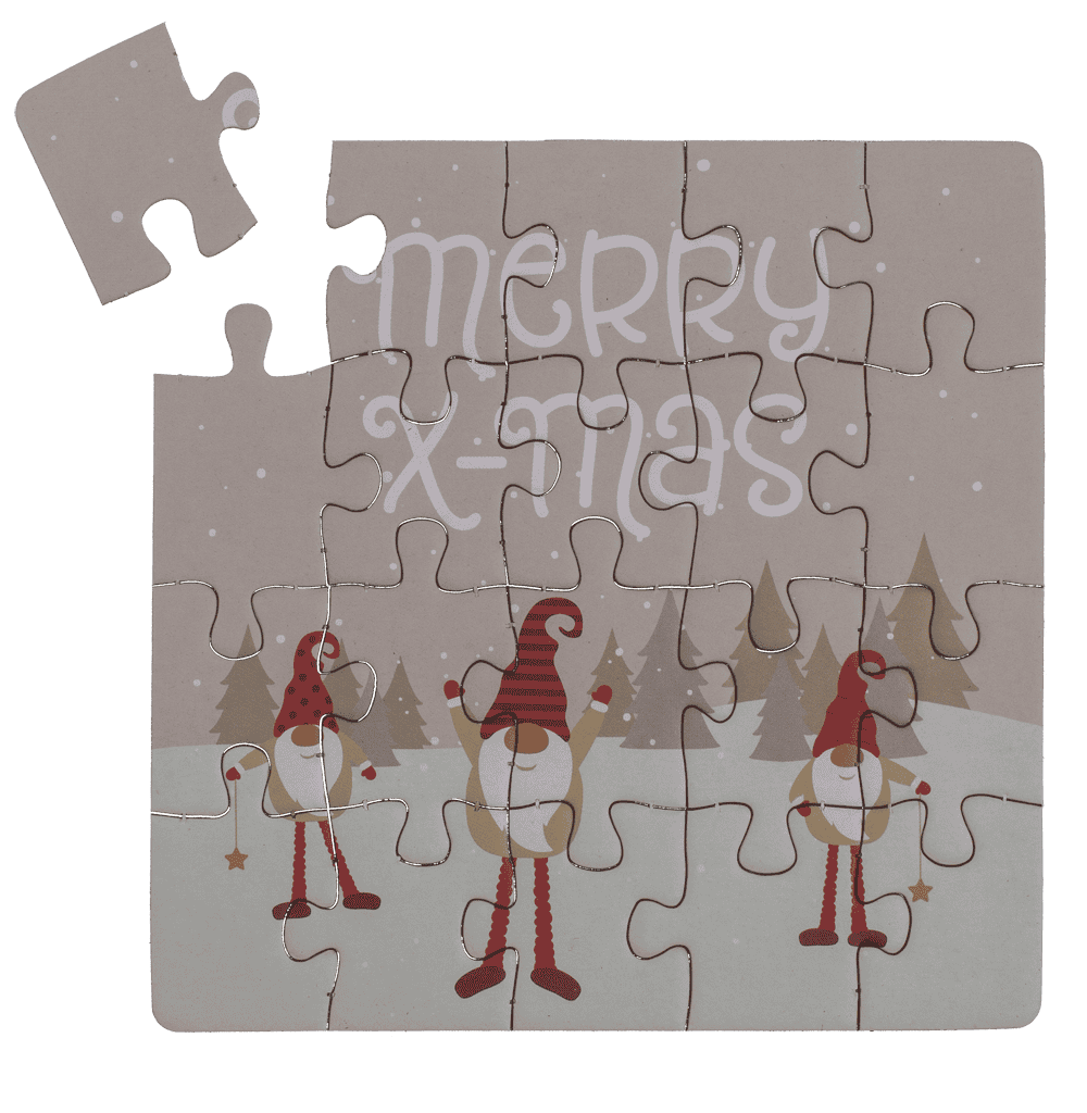 Square shape gift card, puzzle, X-Mas,