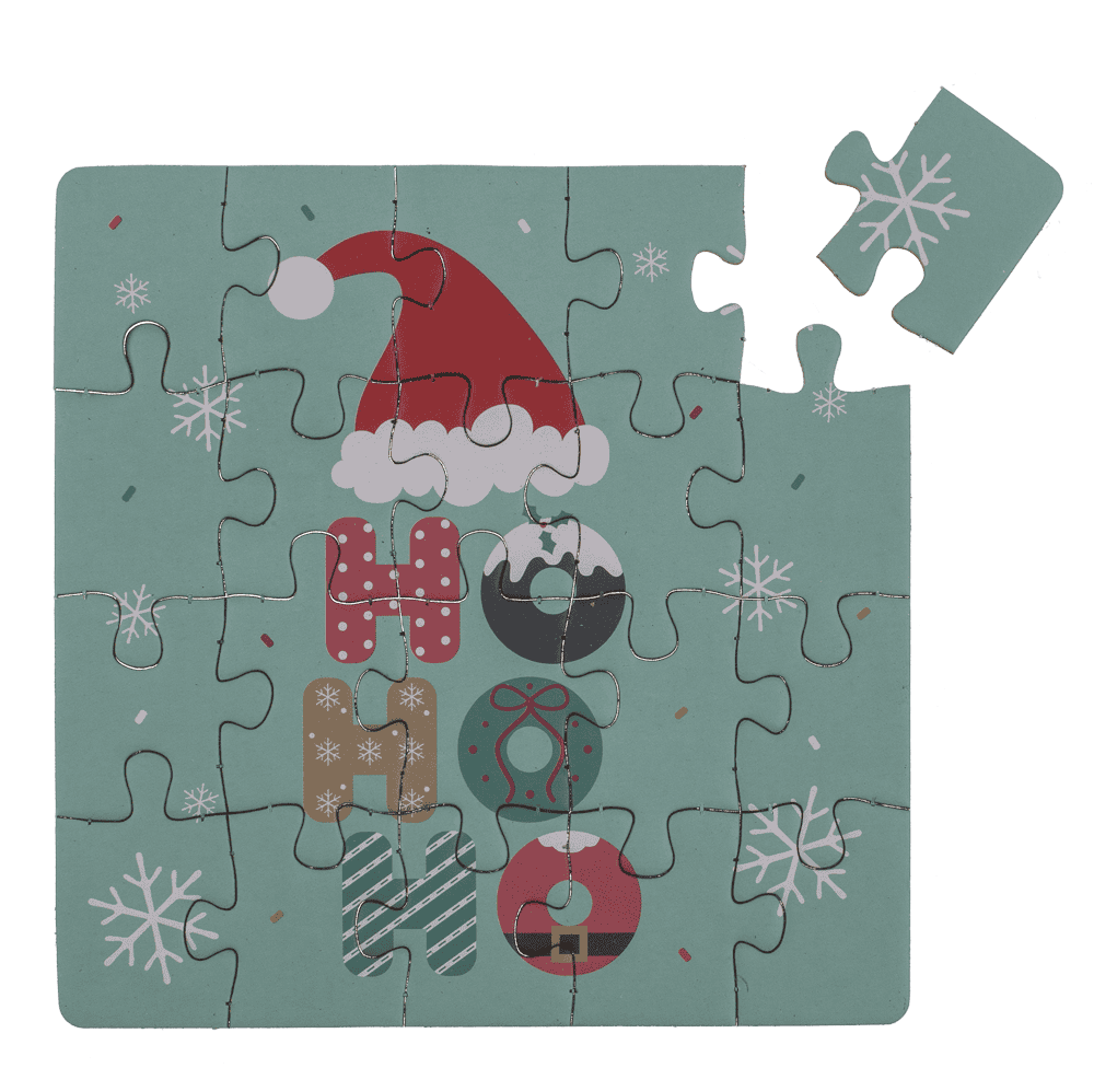 Square shape gift card, puzzle, X-Mas,