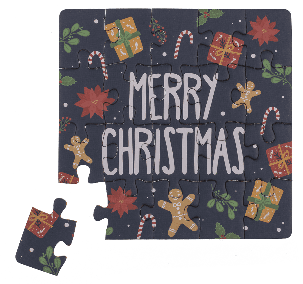 Square shape gift card, puzzle, X-Mas,