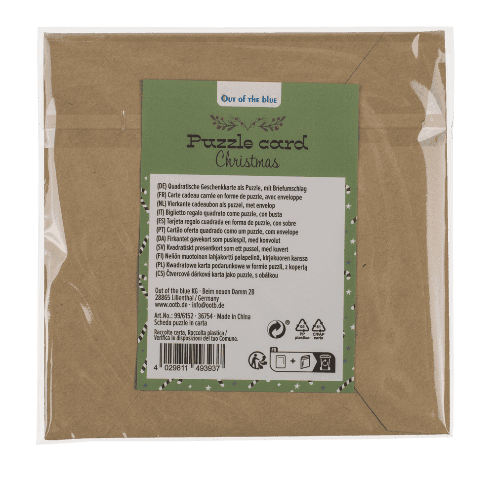 Square shape gift card, puzzle, X-Mas,