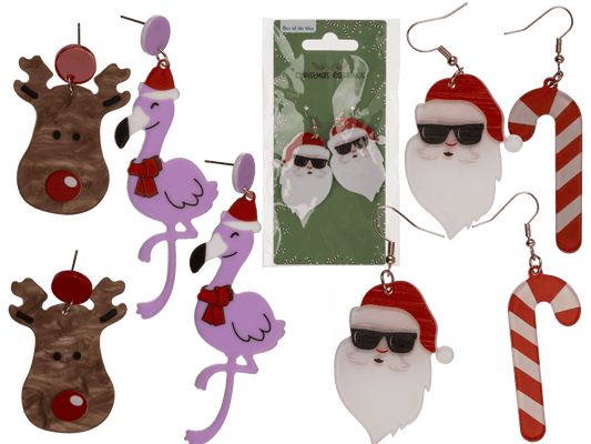 Earrings, Funny X-Mas, made of acrylic,