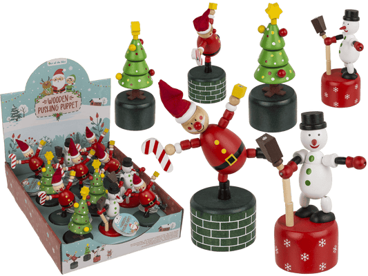 Wooden Pushing Puppet, Christmas,