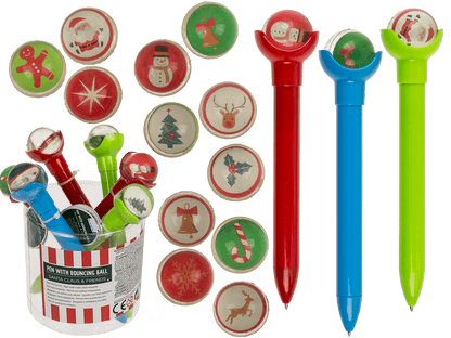 Plastic pen with bouncing ball, X-mas,