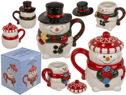 Dolomite mug, Funny Snow man, with lid,