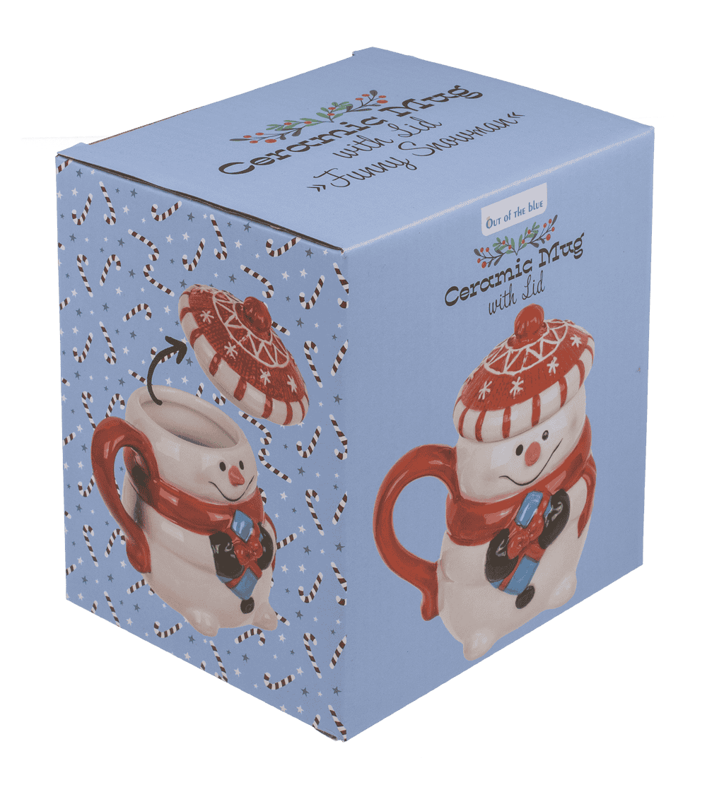 Dolomite mug, Funny Snow man, with lid,