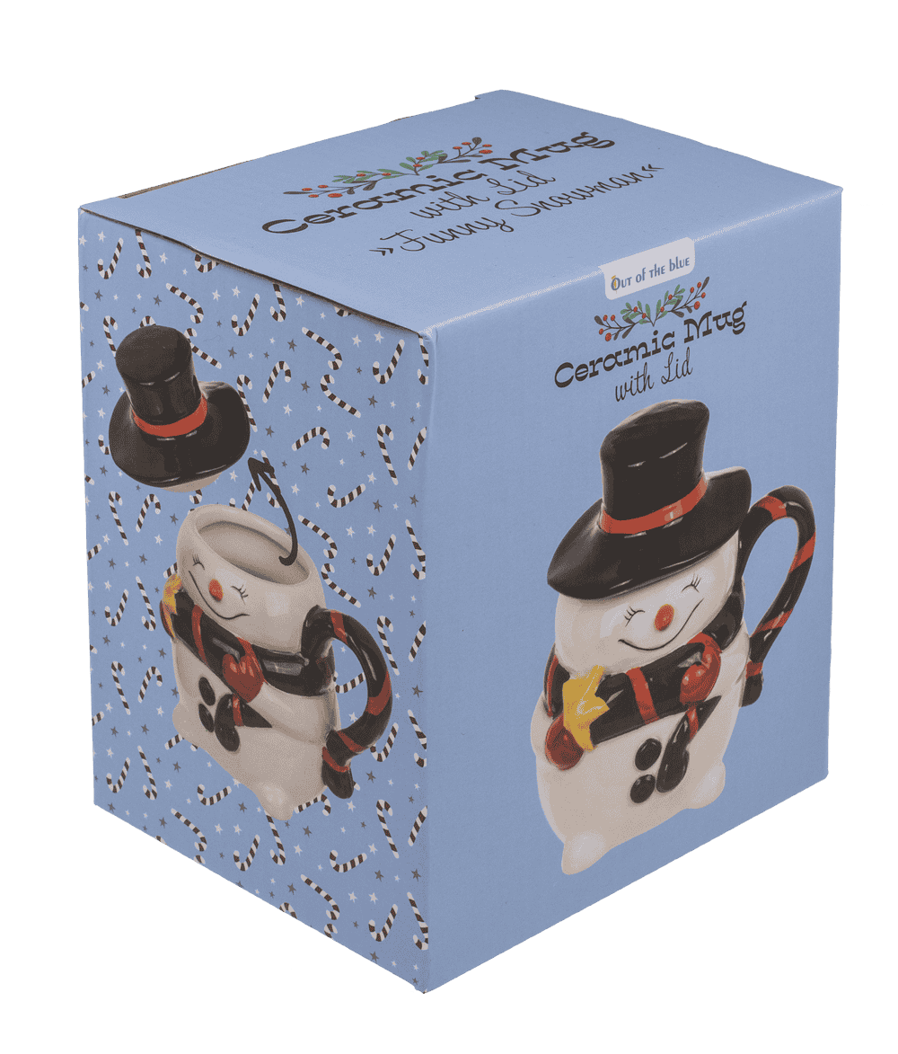 Dolomite mug, Funny Snow man, with lid,