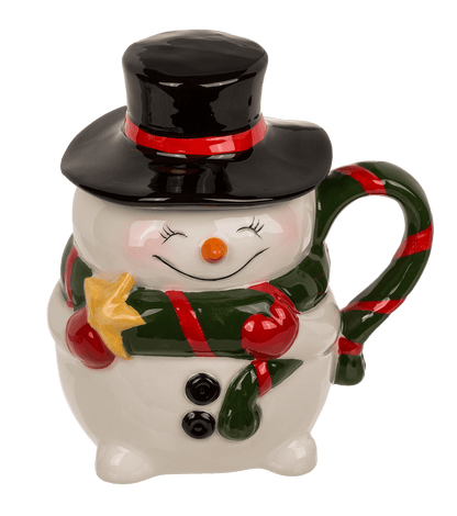 Dolomite mug, Funny Snow man, with lid,