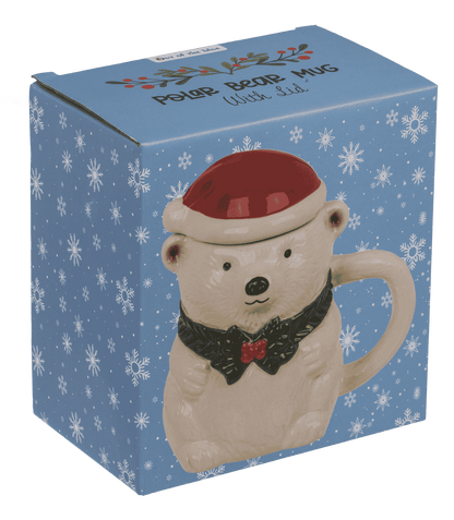 Mug, polar bear, with lid, 12 x 8 cm, 380 ml,