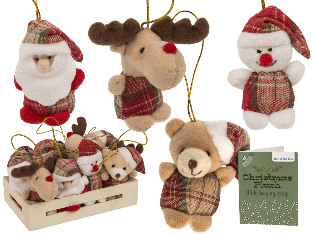 Xmas Plush with hanging string, 8 cm,