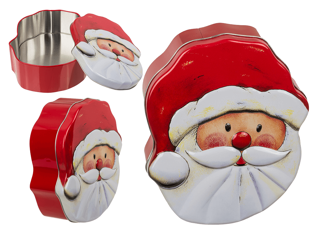 Metal biscuit tin, Santa Claus, 15 x 18 x 6,5 cm