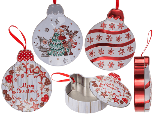 Metal gift box, Christmas bauble,