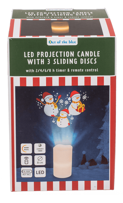LED candle projector, Christmas, 8 x 15 cm,