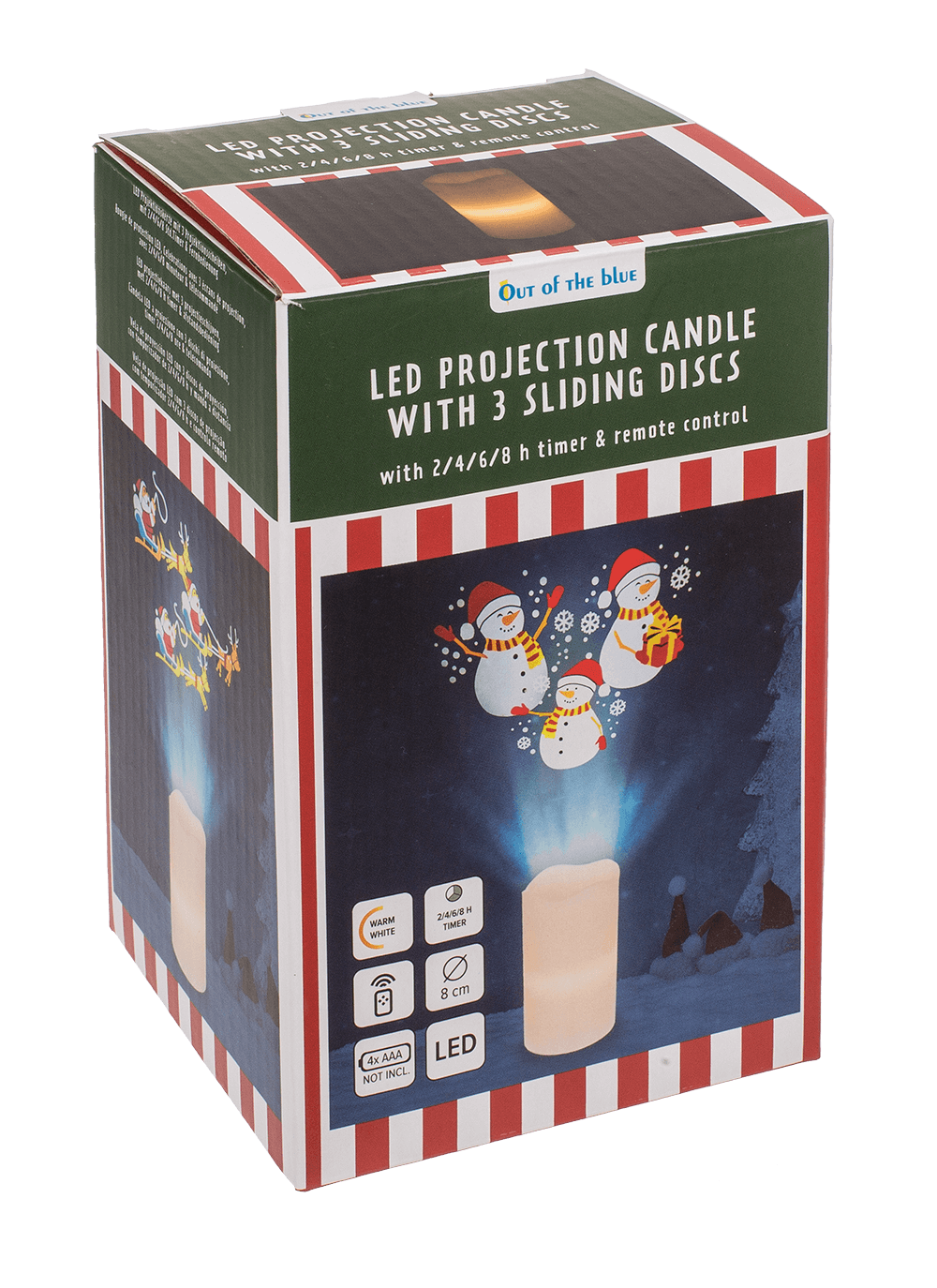 LED candle projector, Christmas, 8 x 15 cm,
