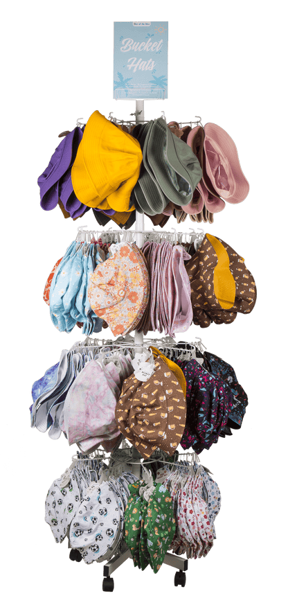 Floor display, revolving stand, bucket hats,