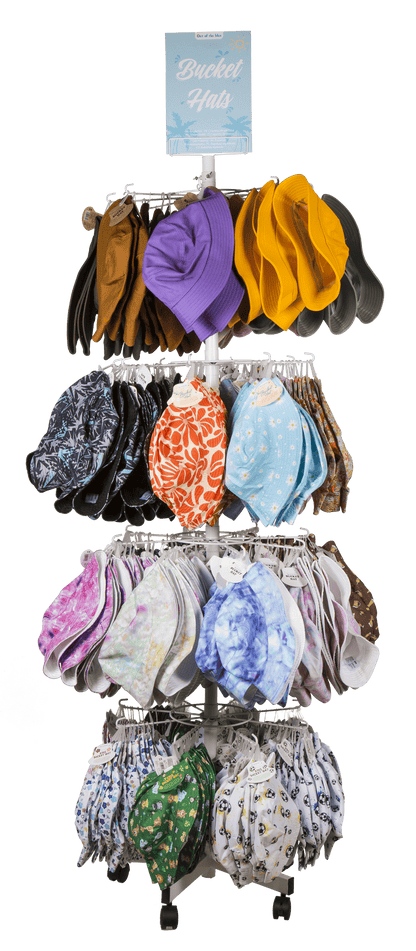 Floor display, revolving stand, bucket hats,